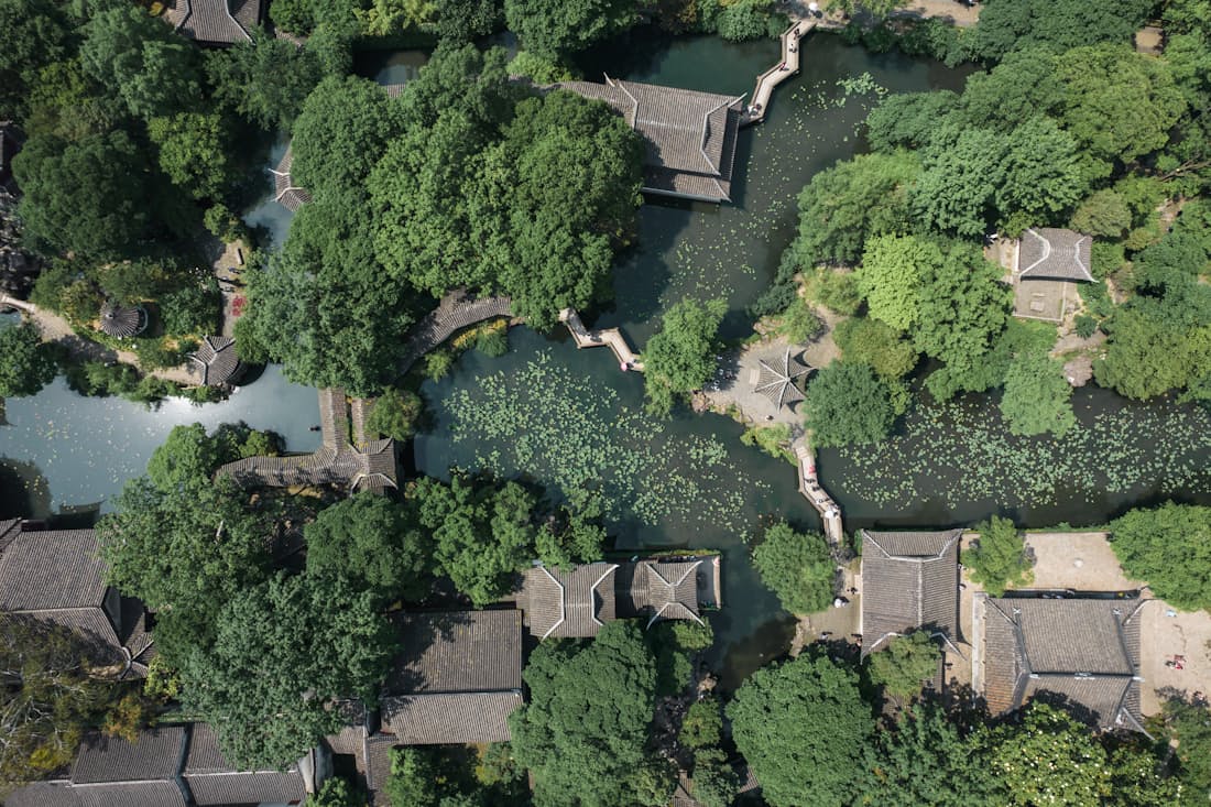 Aerial view of the Humble Administrator's Garden's pavilions and ponds — plan 1.5–2 hours of slow walking